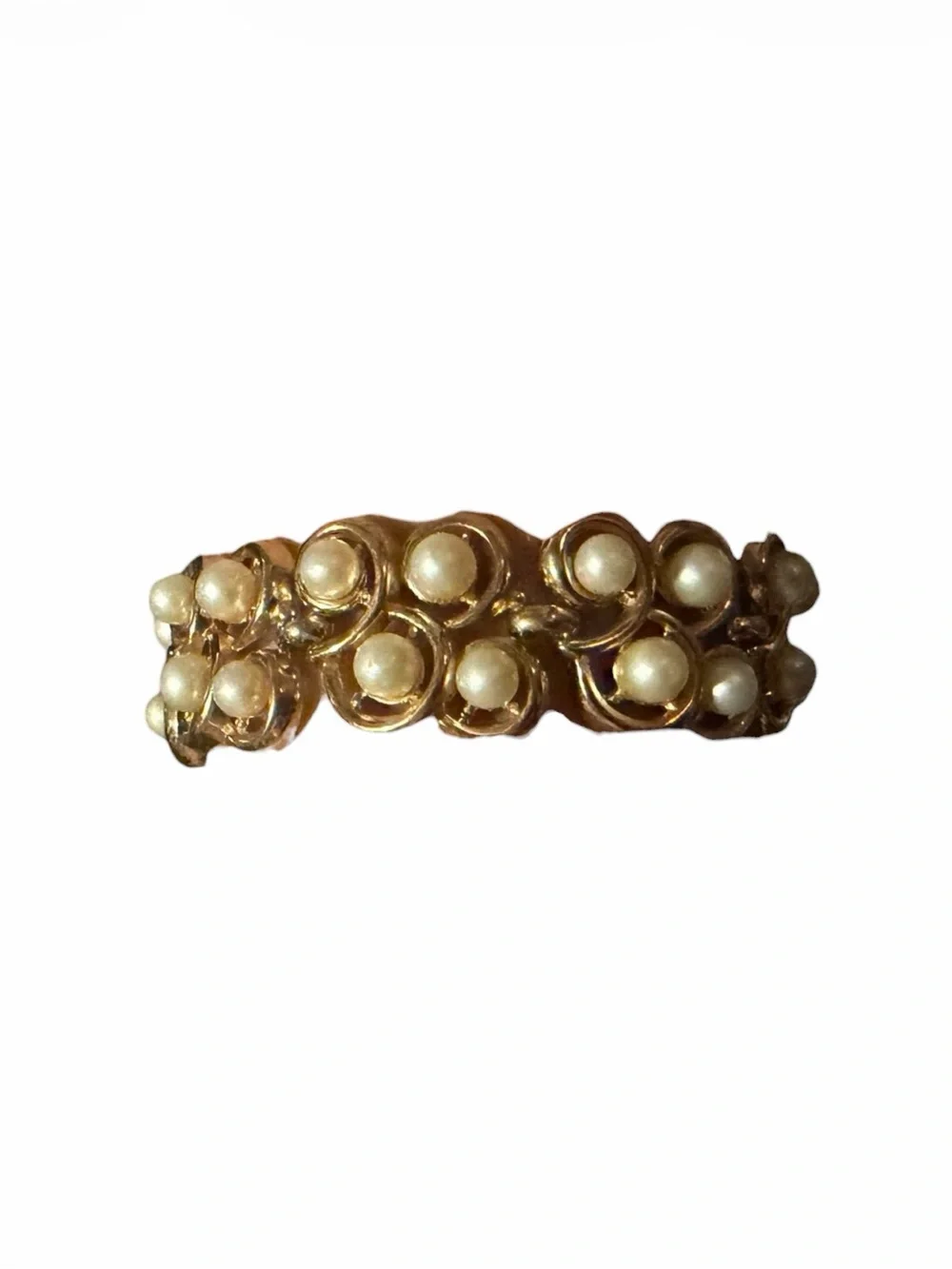 Vintage Trifari Faux Gold Pearl Cluster Women's Bracelet
